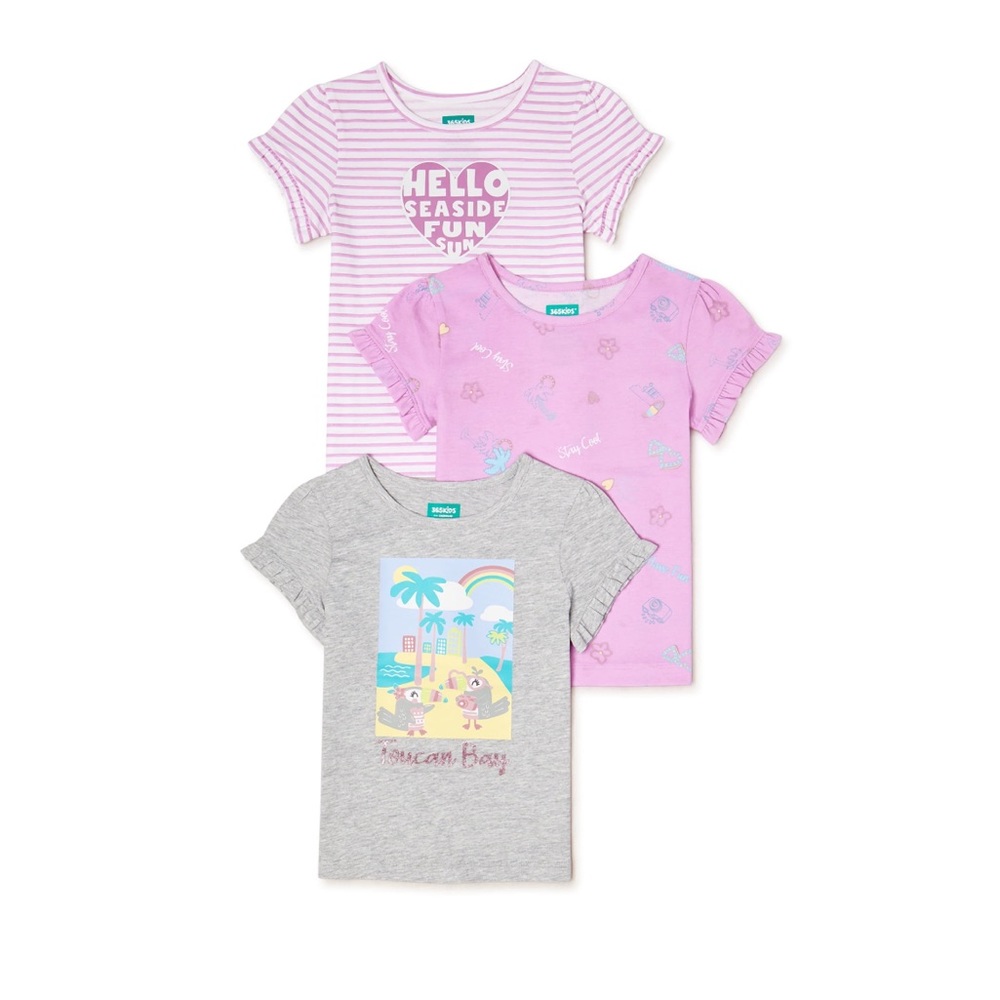 Girls 3 pack Summer ruffle tshirts size 4 pink design